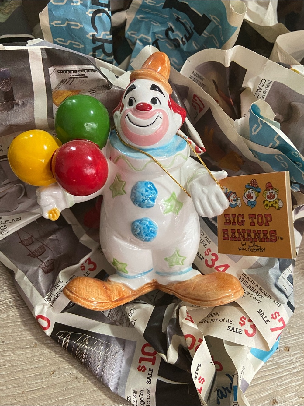 Vintage Jim Willoughby Big Top Bananas "Benny Balloons" Ceramic Clown Figure
